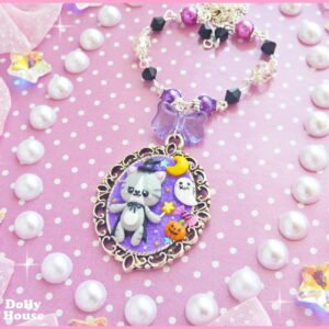 Kawaii Witchcraft Cat Halloween Necklace by Dolly House (4)