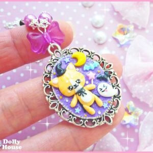 Kawaii Witchcraft Cat Halloween Necklace by Dolly House (9)