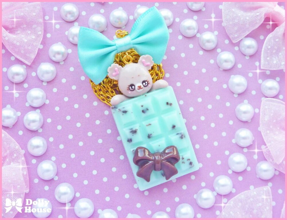 Mint Choco Bear Necklace by Dolly House