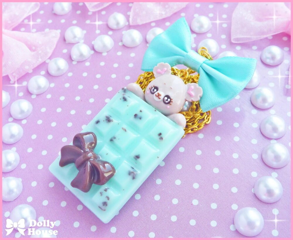 Mint Choco Bear Necklace by Dolly House