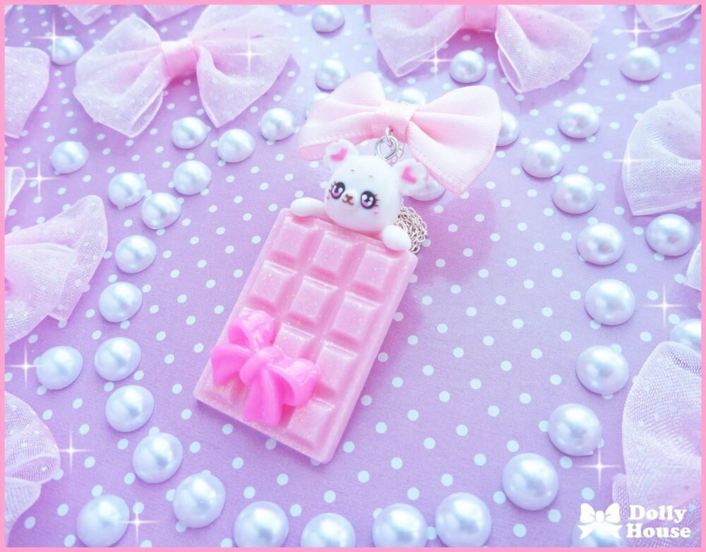 Strawberry Choco Bear Necklace by Dolly House