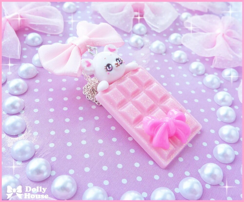 Strawberry Choco Bear Necklace by Dolly House