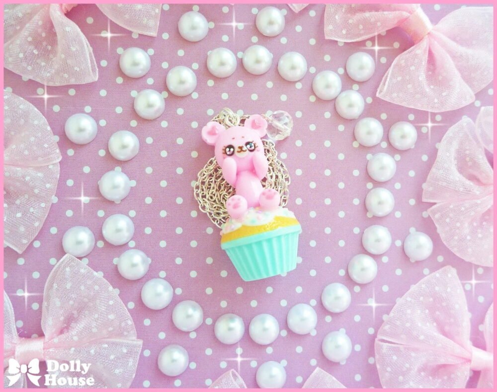 Sweet Cupcake & Bear Necklace by Dolly House