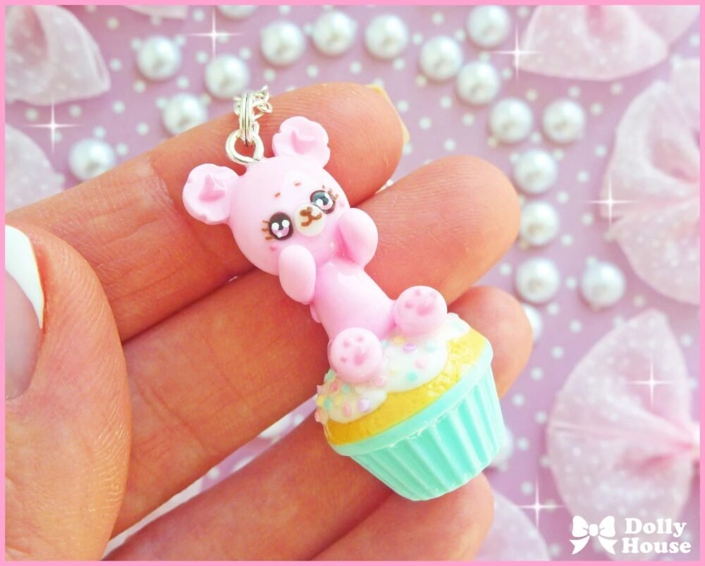 Sweet Cupcake & Bear Necklace by Dolly House