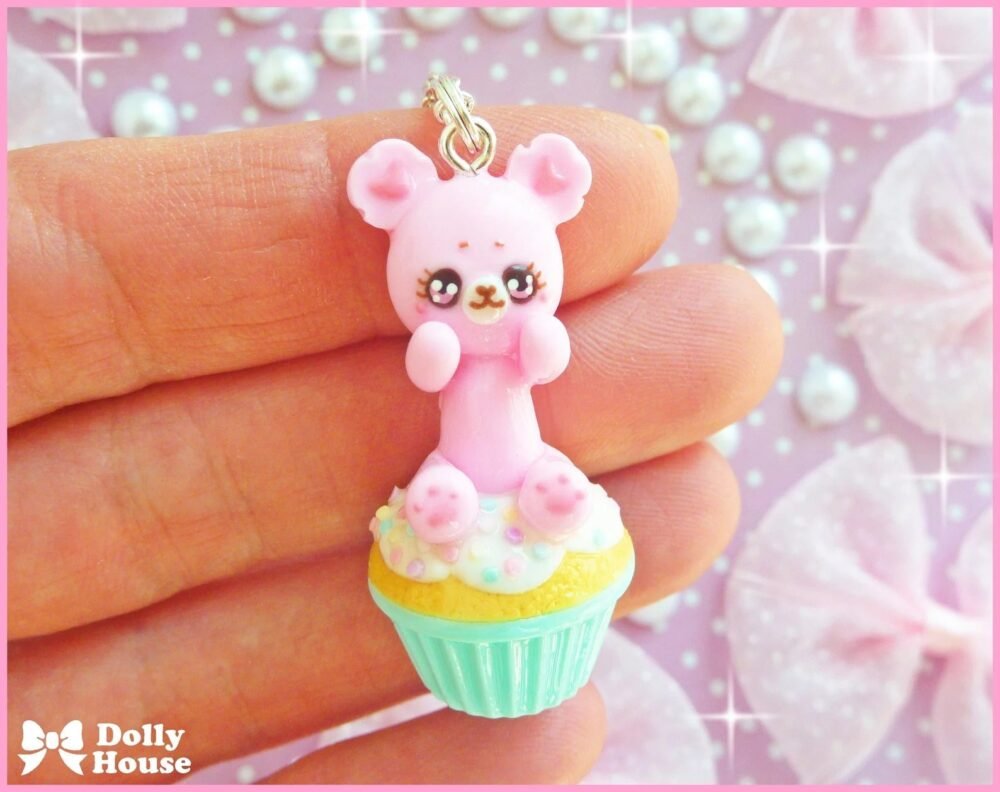 Sweet Cupcake & Bear Necklace by Dolly House