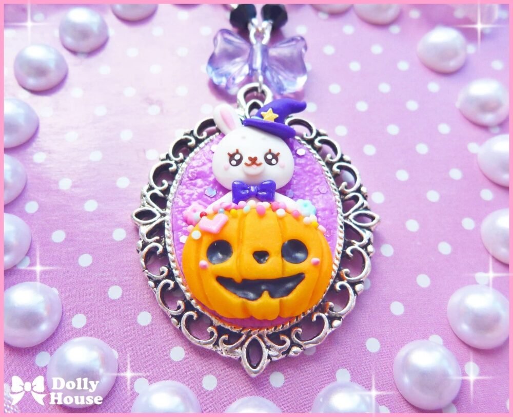 Kawaii Witchcraft Bunny Halloween Necklace by Dolly House