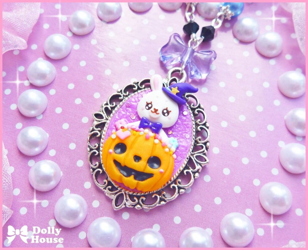 Kawaii Witchcraft Bunny Halloween Necklace by Dolly House