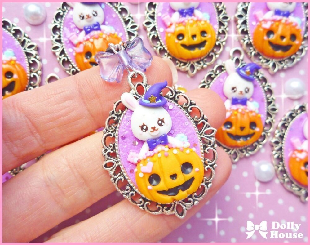 Kawaii Witchcraft Bunny Halloween Necklace by Dolly House