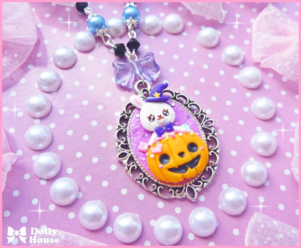 Kawaii Witchcraft Bunny Halloween Necklace by Dolly House