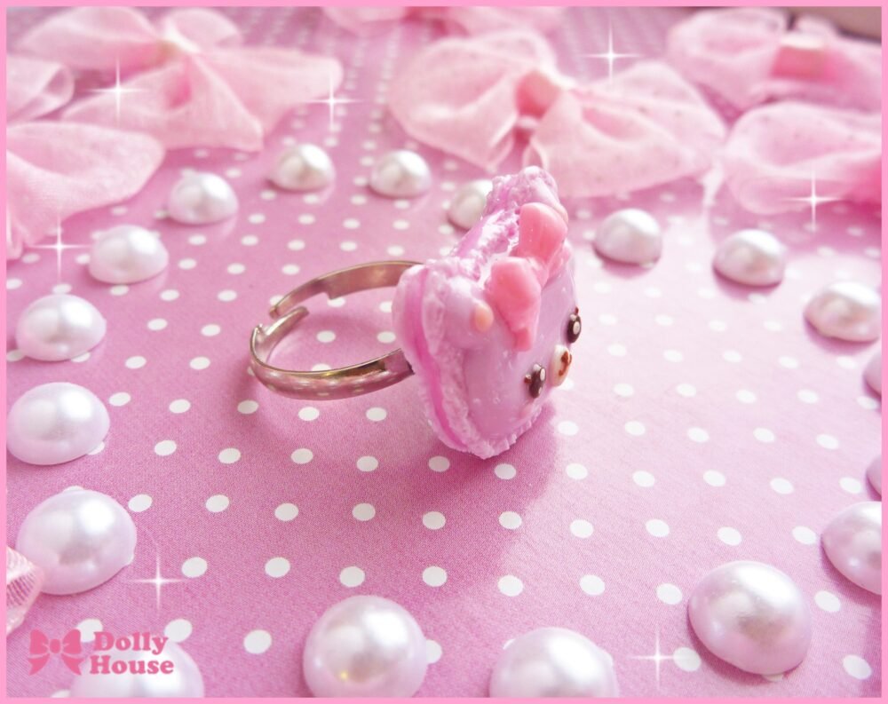 Kawaii Bear French Macaron Ring by Dolly House