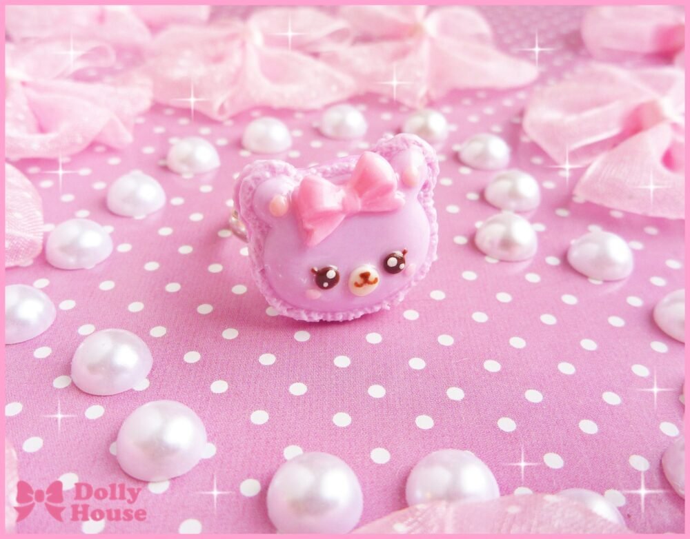 Kawaii Bear French Macaron Ring by Dolly House