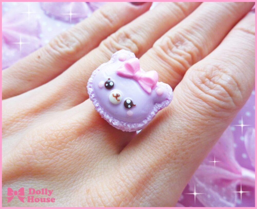 Kawaii Bear French Macaron Ring by Dolly House