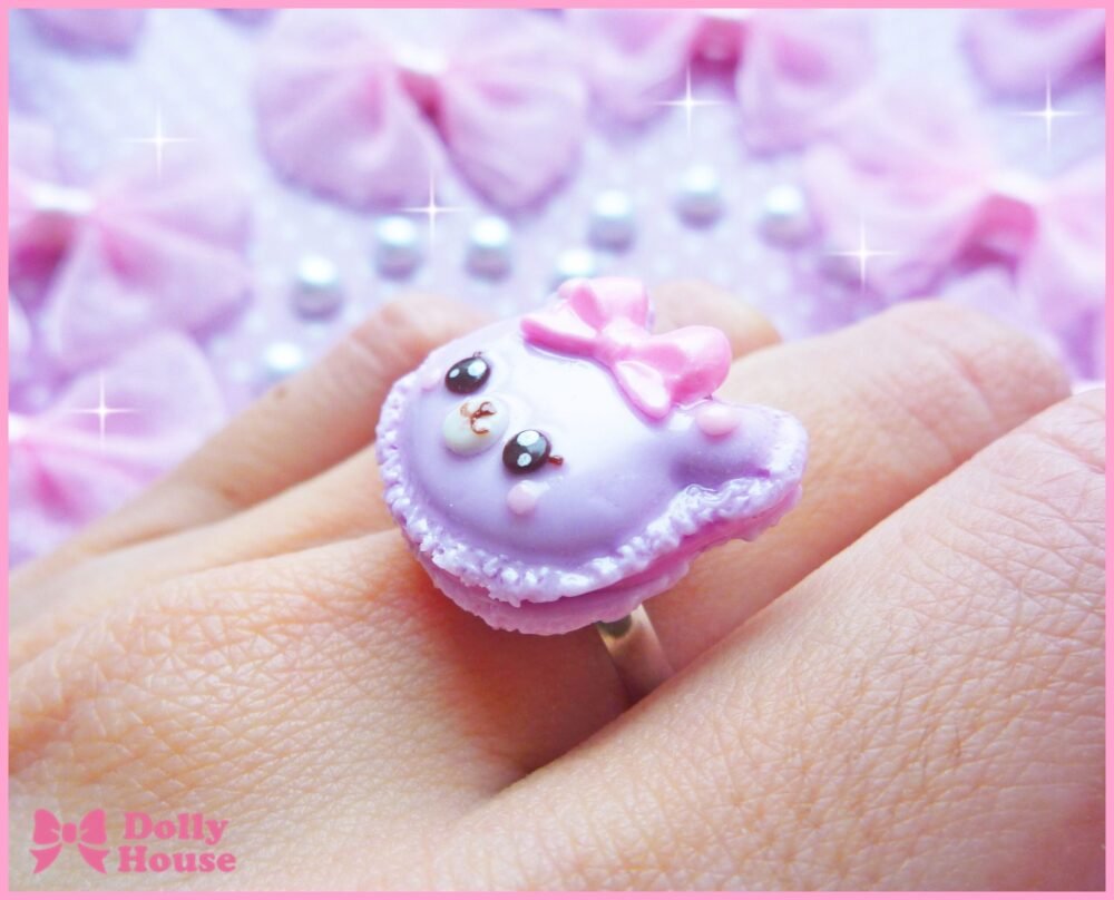 Kawaii Bear French Macaron Ring by Dolly House
