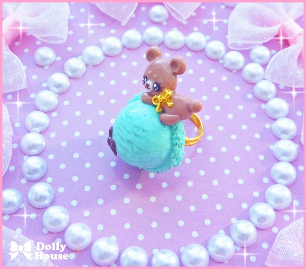 Kawaii Ice-Cream & Bear Ring by Dolly House