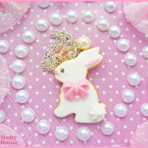 Kawaii Pastel Cookie Bunny Necklace by Dolly House