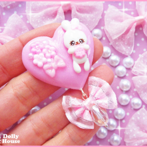 Kawaii Romantic Bunny Brooch by Dolly House