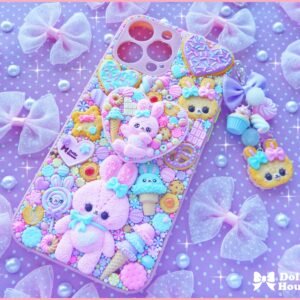 Kawaii sweet decoden iPhone 13 PRO Max deco case with a grip and a strap  by Dolly House