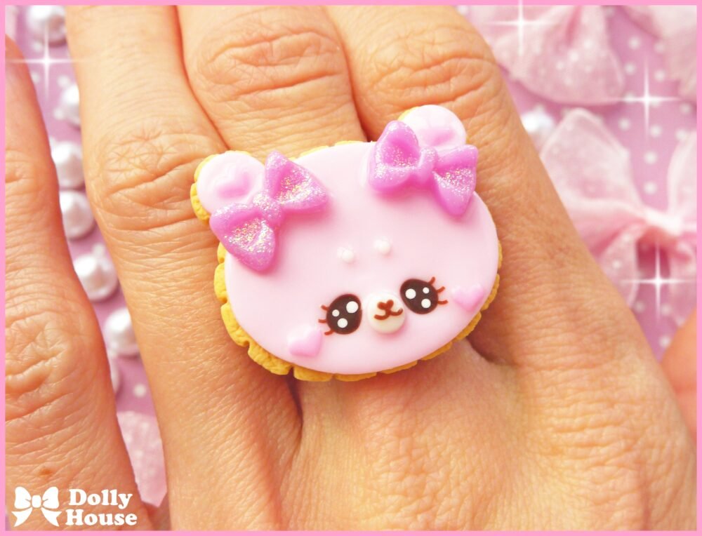 Kawaii Biscuit Bear Ring by Dolly House