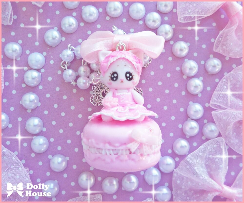 Kawaii Macaron Princess Kitty Necklace  by Dolly House