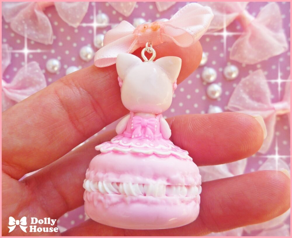 Kawaii Macaron Princess Kitty Necklace  by Dolly House