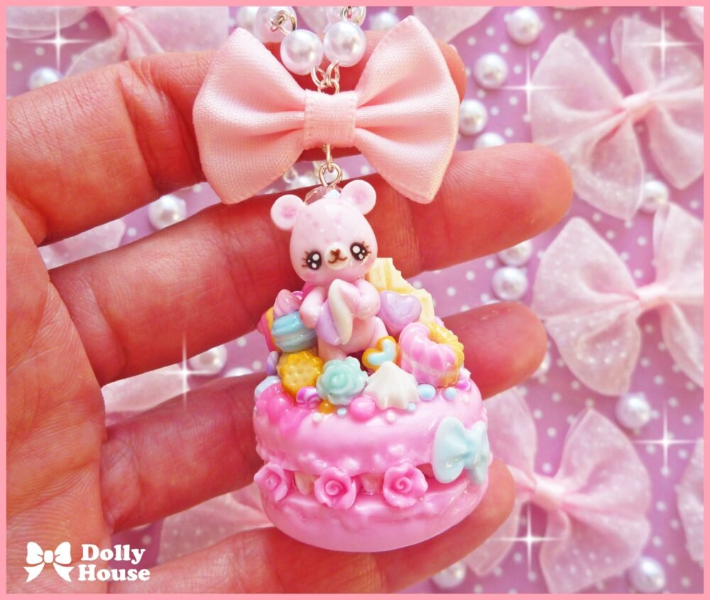 Kawaii Macaron & Bear Necklace by Dolly House
