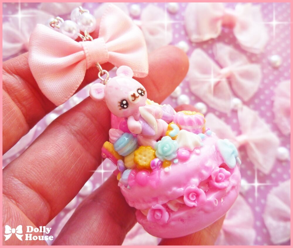 Kawaii Macaron & Bear Necklace by Dolly House
