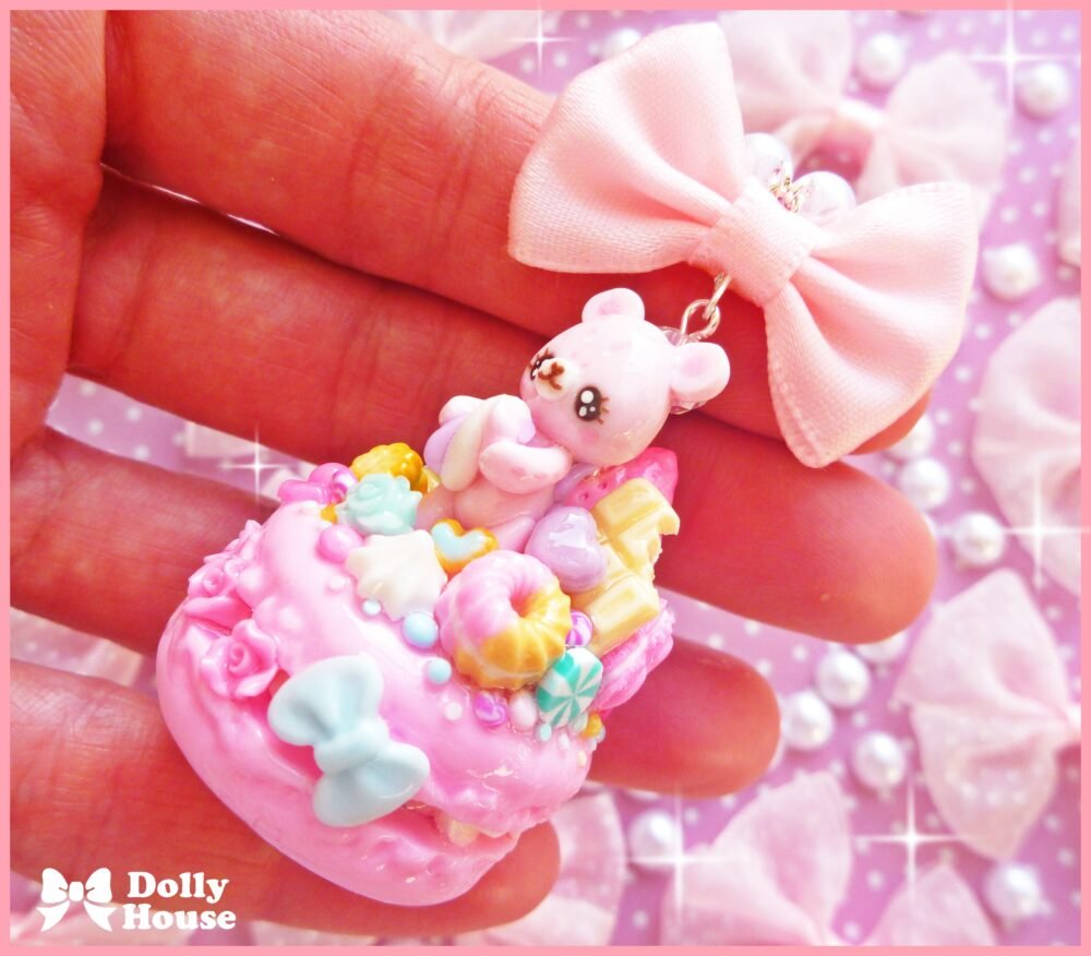 Kawaii Macaron & Bear Necklace by Dolly House