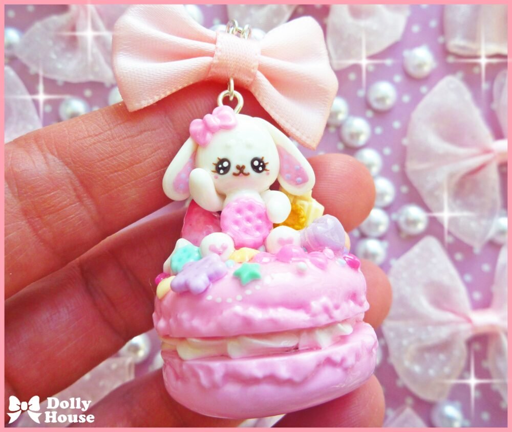 Kawaii Macaron & Sweet Bunny  Necklace by Dolly House