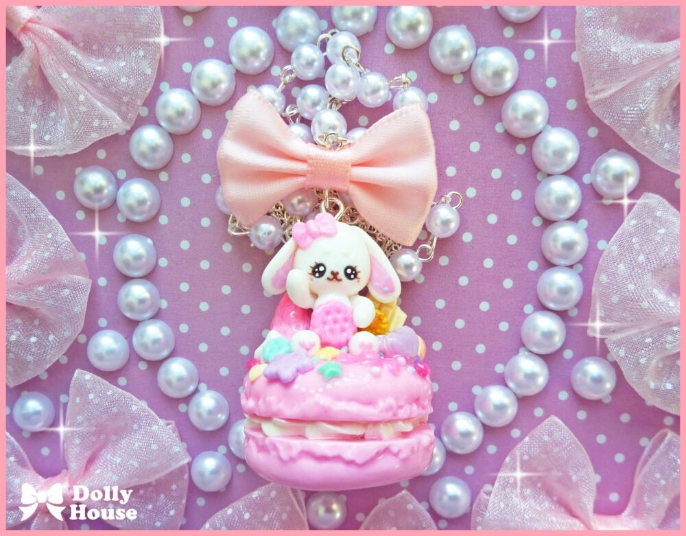 Kawaii Macaron & Sweet Bunny  Necklace by Dolly House