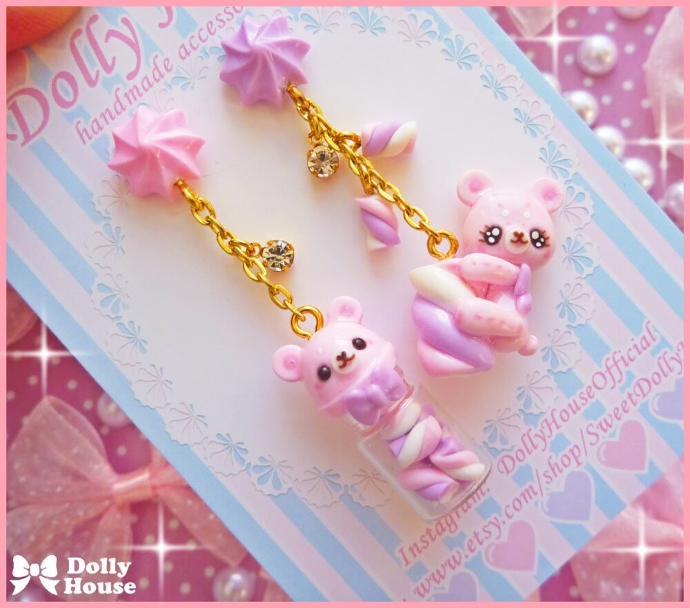 Kawaii Marshmallows & Bears Earrings by Dolly House I