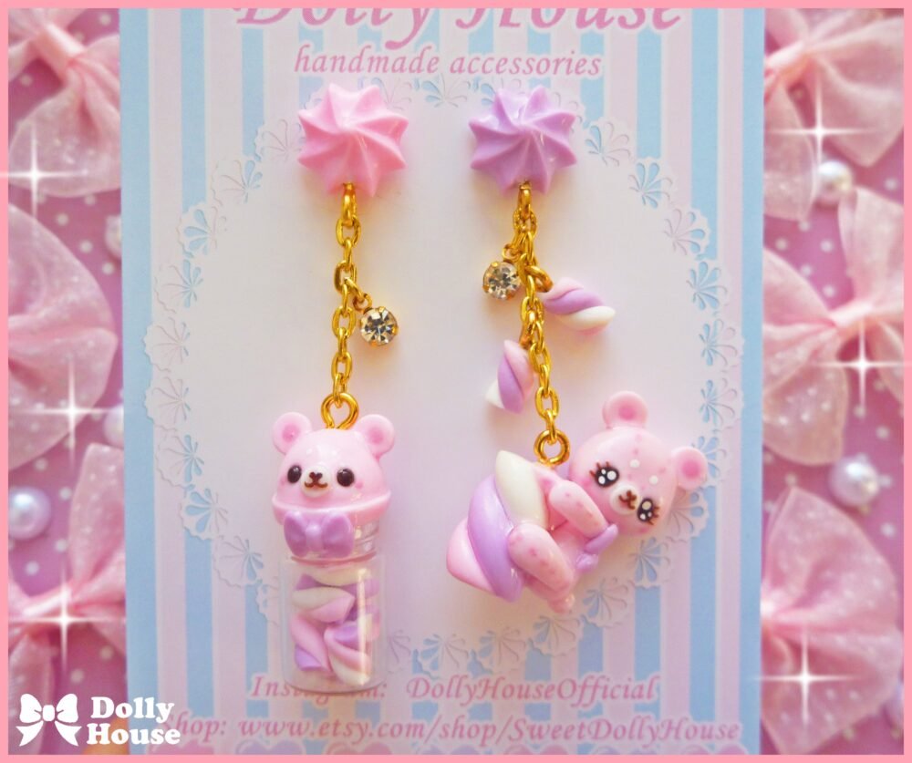 Kawaii Marshmallows & Bears Earrings by Dolly House I