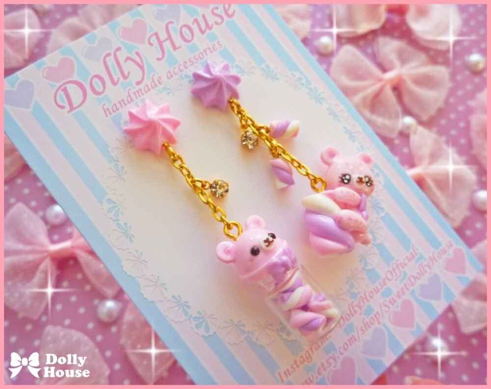 Kawaii Marshmallows & Bears Earrings by Dolly House I