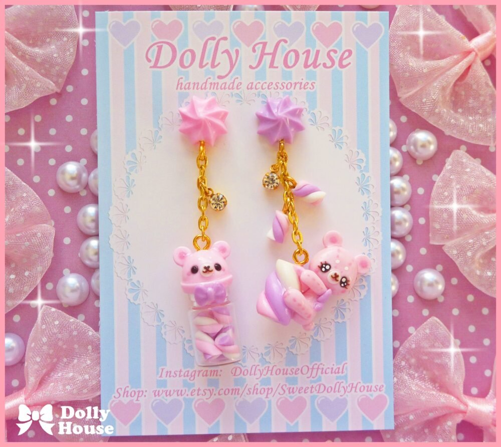 Kawaii Marshmallows & Bears Earrings by Dolly House I