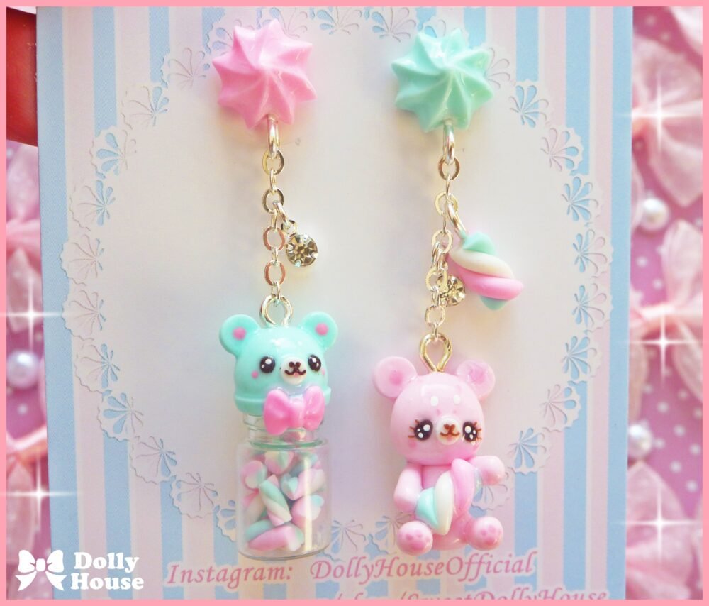 Kawaii Marshmallows & Bears Earrings by Dolly House III