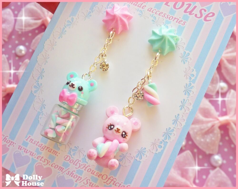 Kawaii Marshmallows & Bears Earrings by Dolly House III