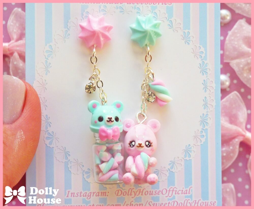 Kawaii Marshmallows & Bears Earrings by Dolly House III