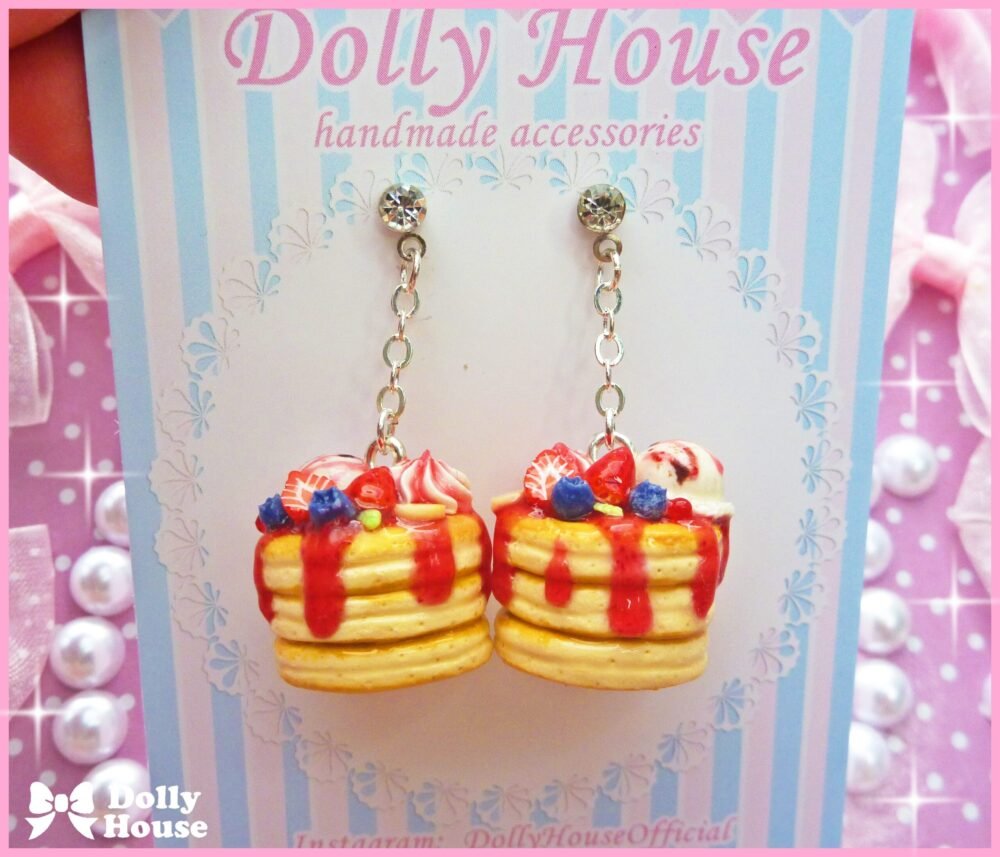 Kawaii Pile of Pancakes Earrings by Dolly House