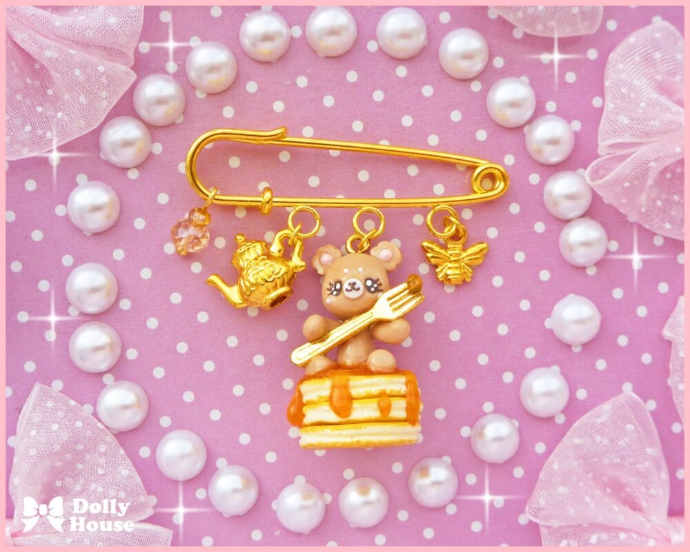 Kawaii Pancake&Bear Pin Brooch by Dolly House
