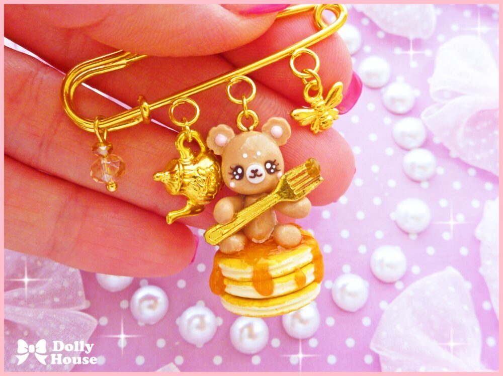 Kawaii Pancake&Bear Pin Brooch by Dolly House