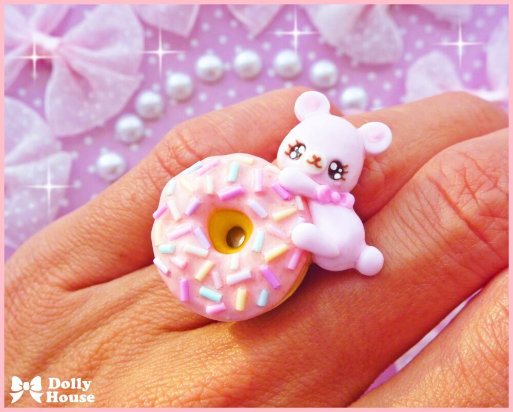 Kawaii Doughnut & Bear Ring by Dolly House
