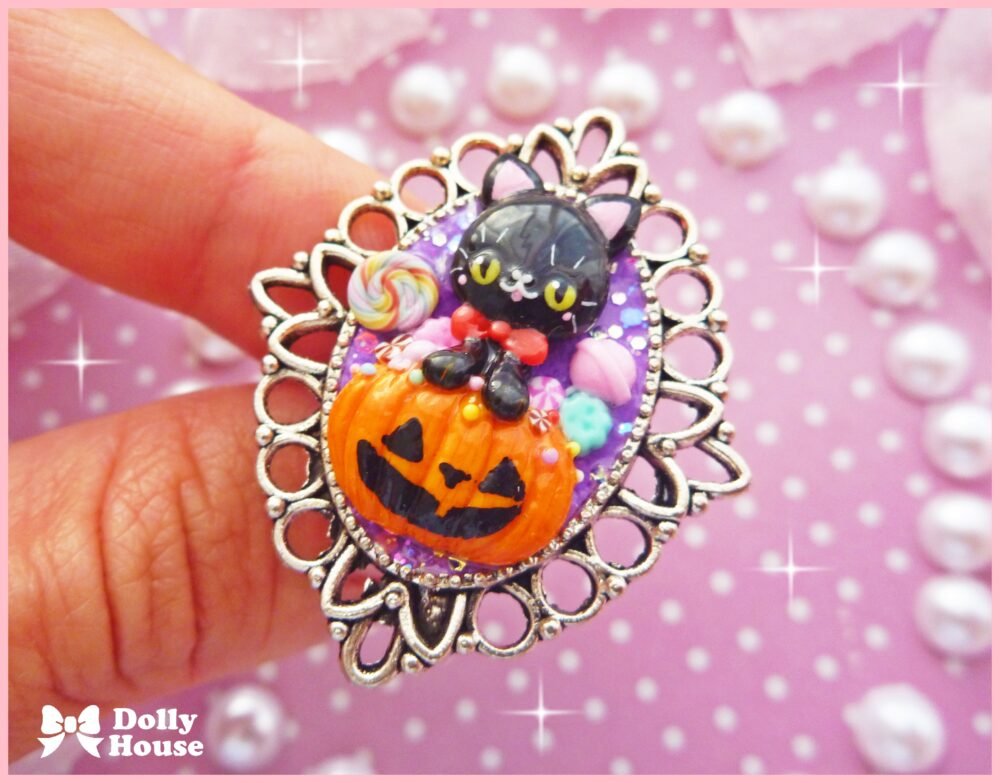 Kawaii  Halloween Cat Ring by Dolly House