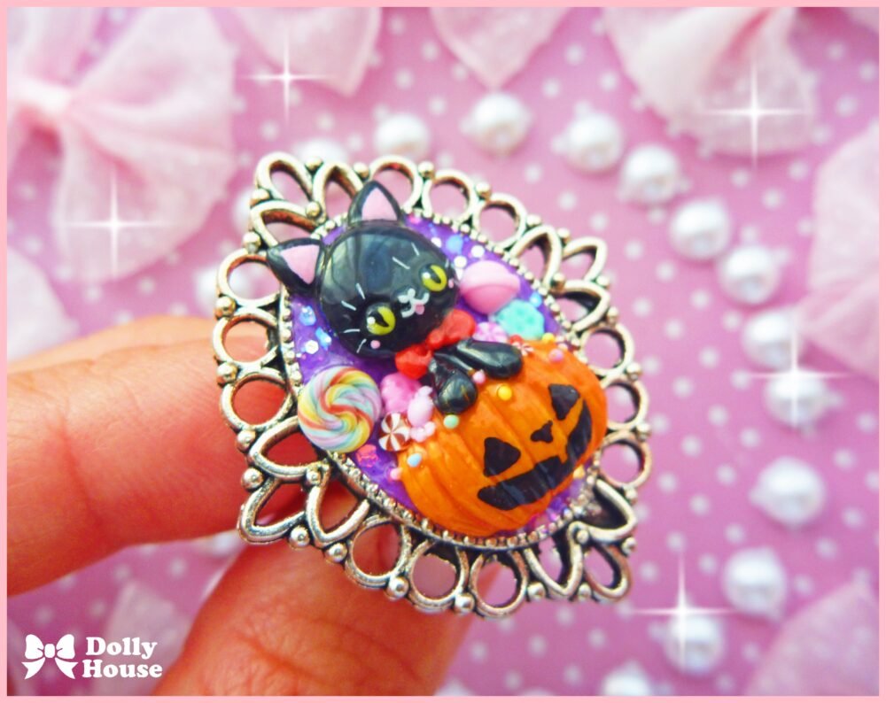 Kawaii  Halloween Cat Ring by Dolly House