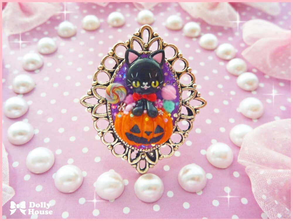 Kawaii  Halloween Cat Ring by Dolly House