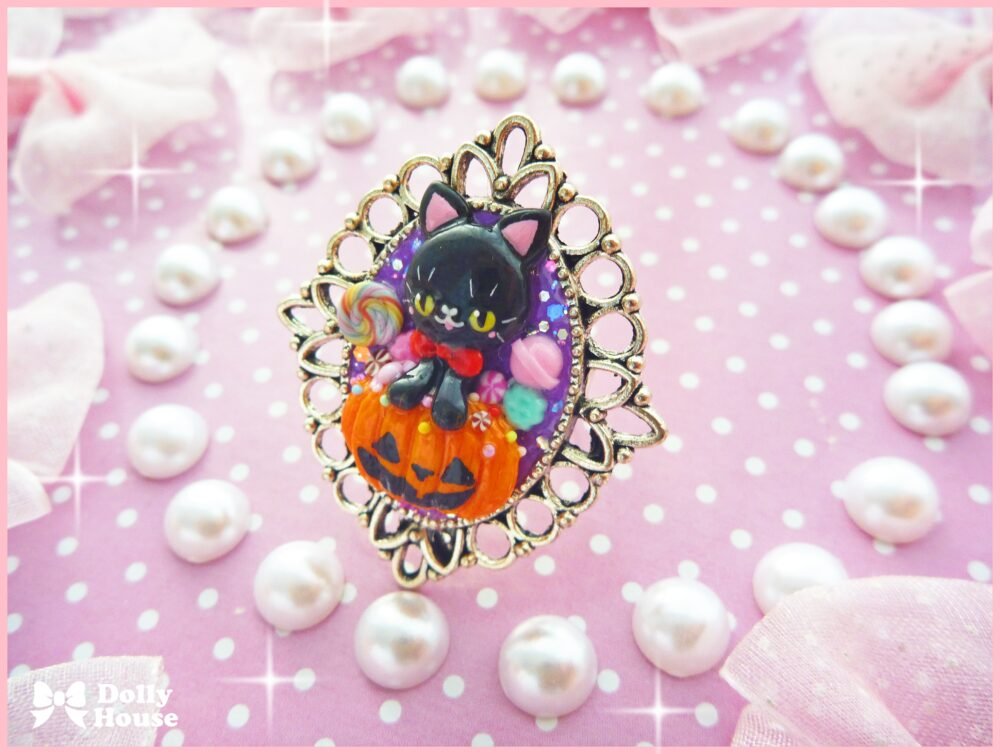 Kawaii  Halloween Cat Ring by Dolly House