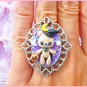 Kawaii Witchcraft Bear Halloween Ring by Dolly House