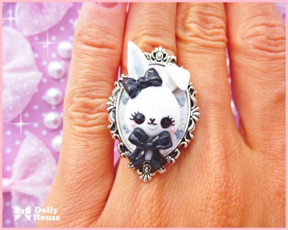 Kawaii  Gothic Bunny Ring by Dolly House 3