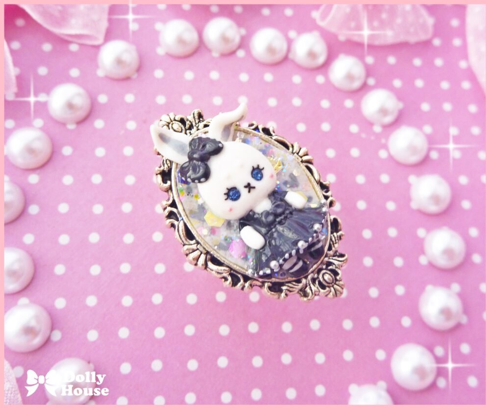 Kawaii  Gothic Lolita Bunny Ring by Dolly House 1