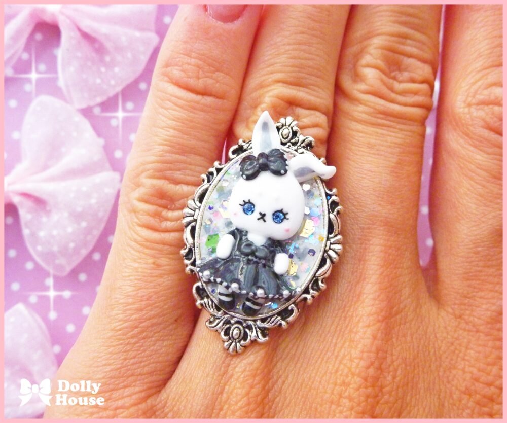 Kawaii  Gothic Lolita Bunny Ring by Dolly House 1