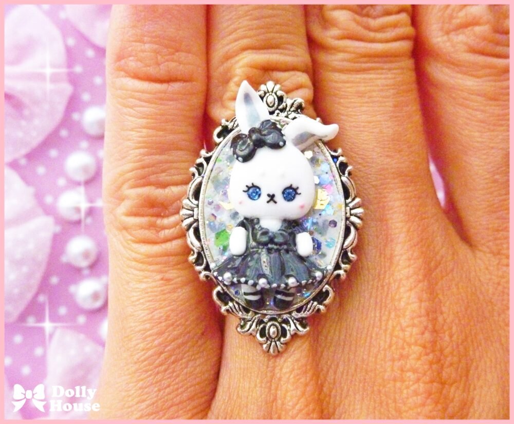 Kawaii  Gothic Lolita Bunny Ring by Dolly House 1