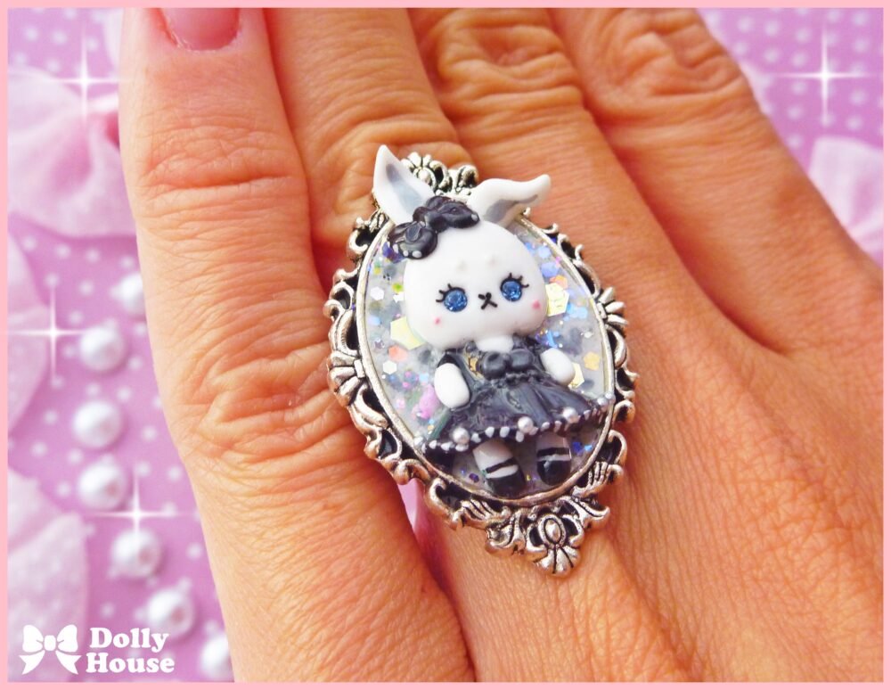 Kawaii  Gothic Lolita Bunny Ring by Dolly House 1